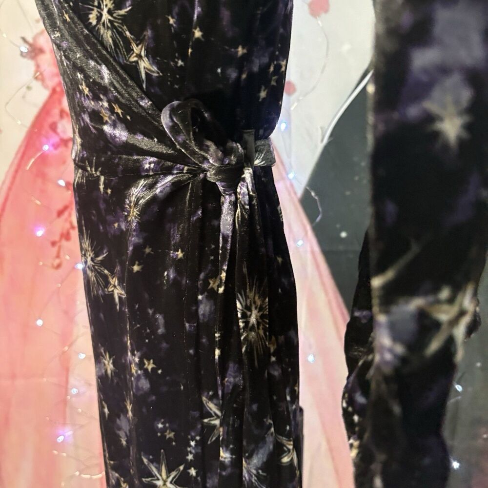 JOHNNY WAS STARDUST VELVET KIMONO MULTI-COLOR WRAP DRESS SIZE M-$398 - Picture 12 of 16